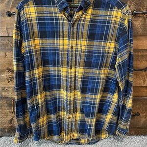 Classic Blue and Yellow Plaid Men's Shirt